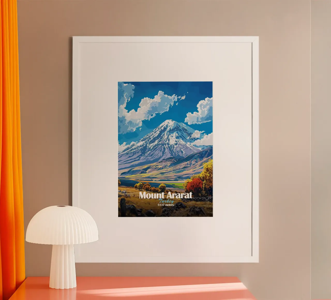 montagna neve nuvole cielo alberi poster con telaio in plastica da James Isaac Jackson