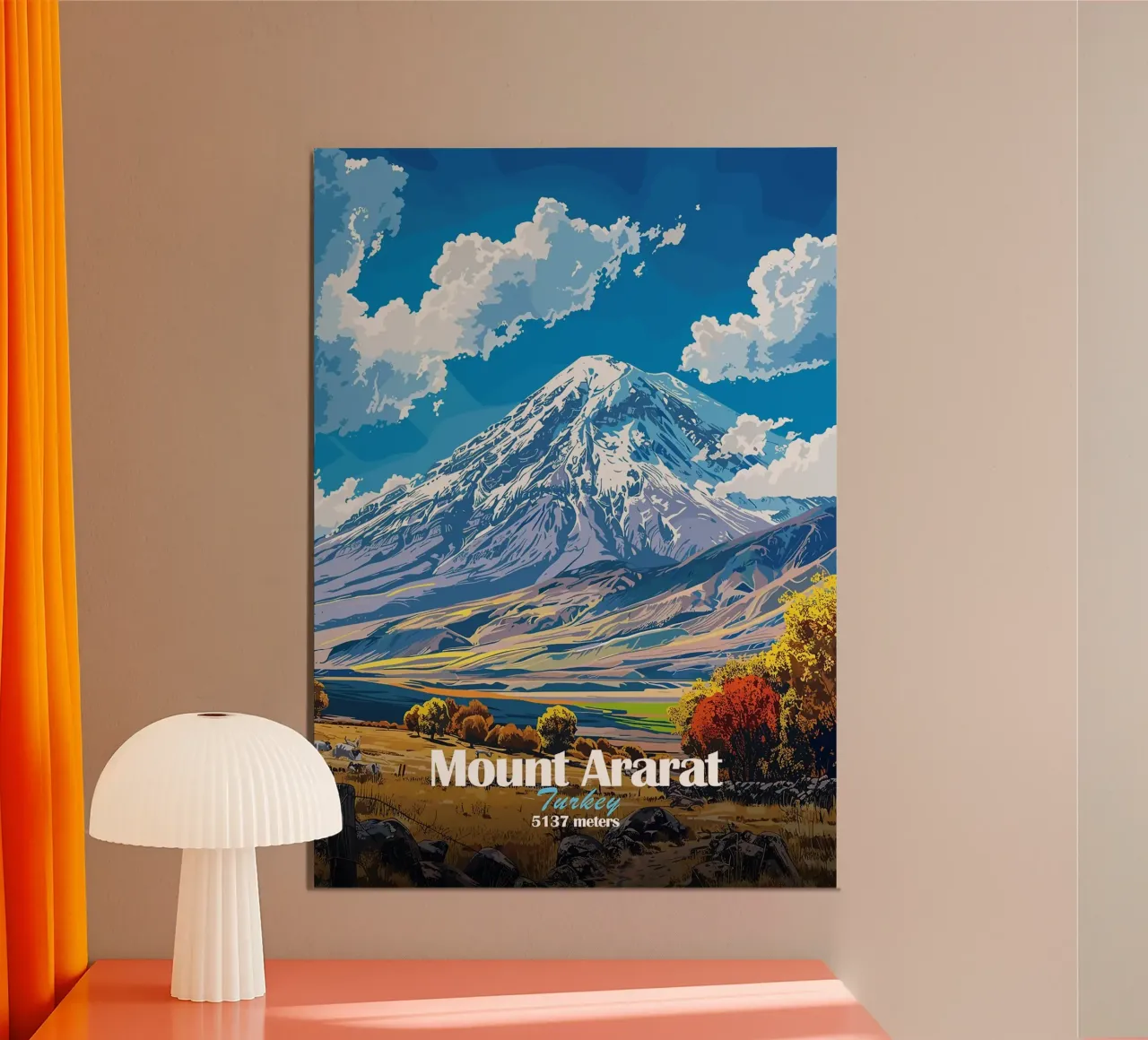 montagna neve nuvole cielo alberi poster con telaio in plastica da James Isaac Jackson