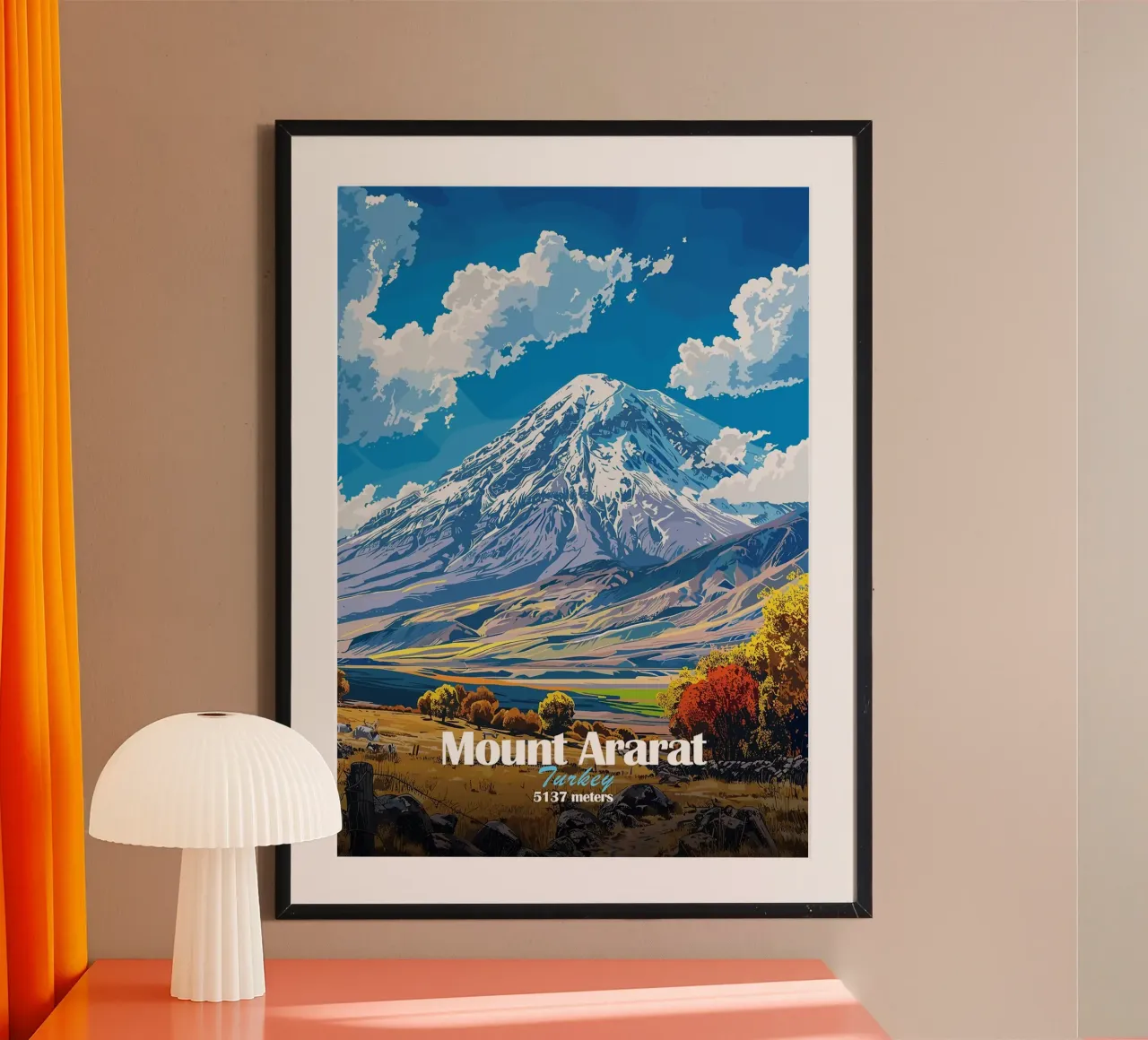montagna neve nuvole cielo alberi poster con telaio in plastica da James Isaac Jackson