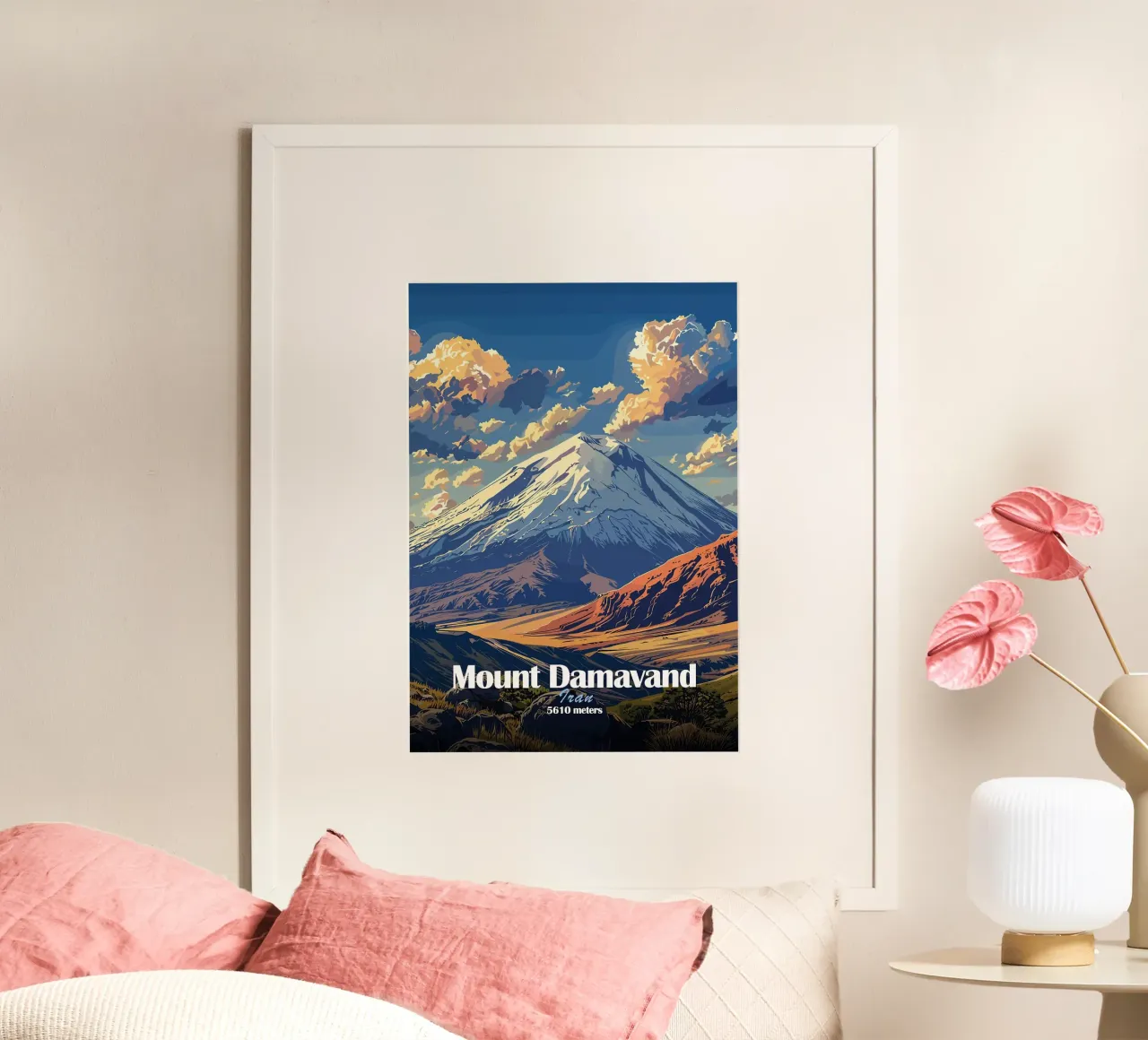 paesaggio di montagna con picco innevato poster da James Isaac Jackson