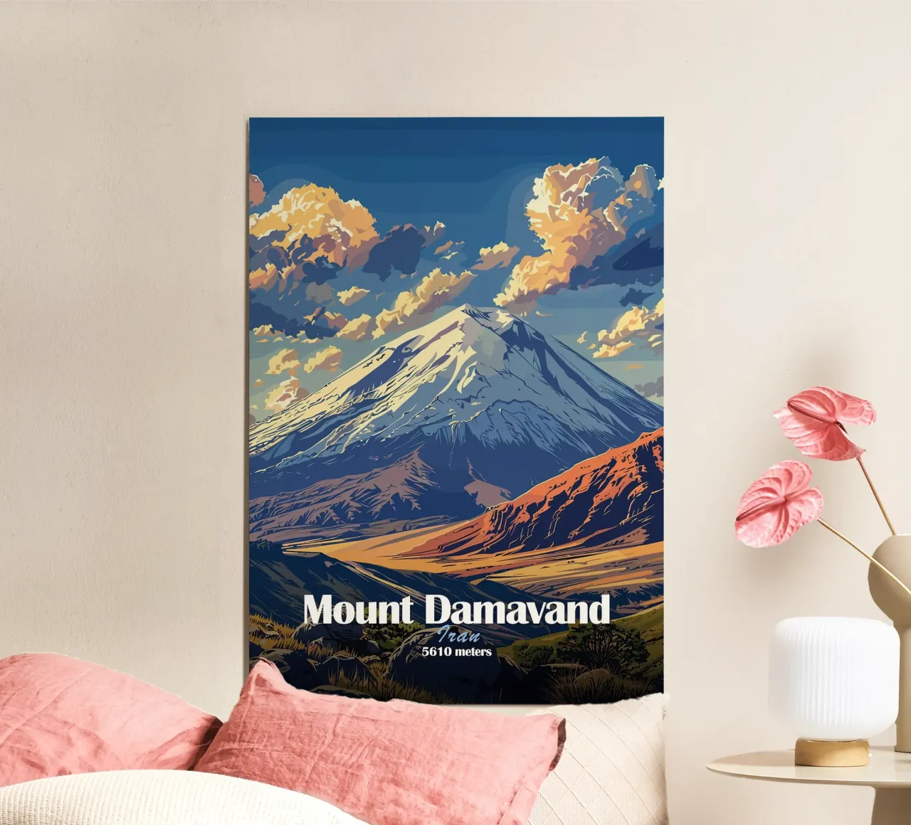 paesaggio di montagna con picco innevato poster da James Isaac Jackson