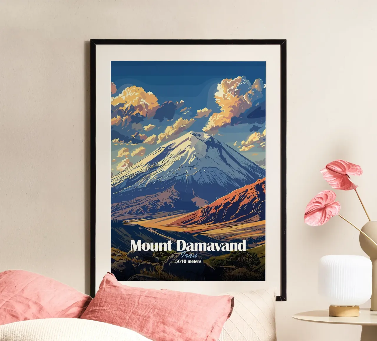 paesaggio di montagna con picco innevato poster da James Isaac Jackson