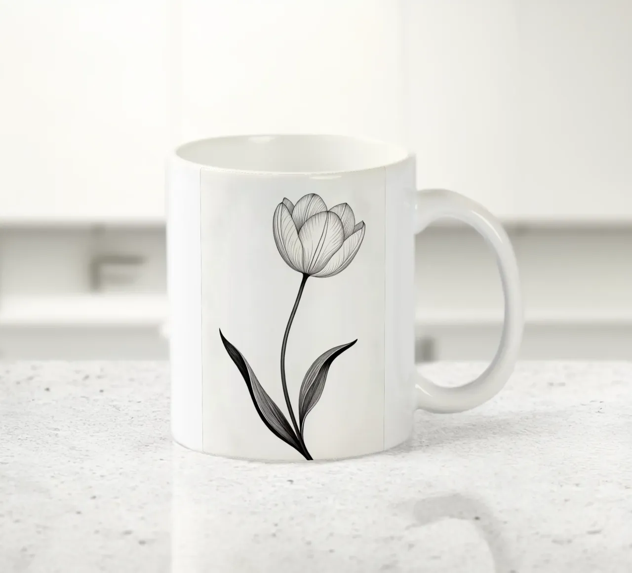 tulip flower bloom stem leaves ceramic mug by James Isaac Jackson