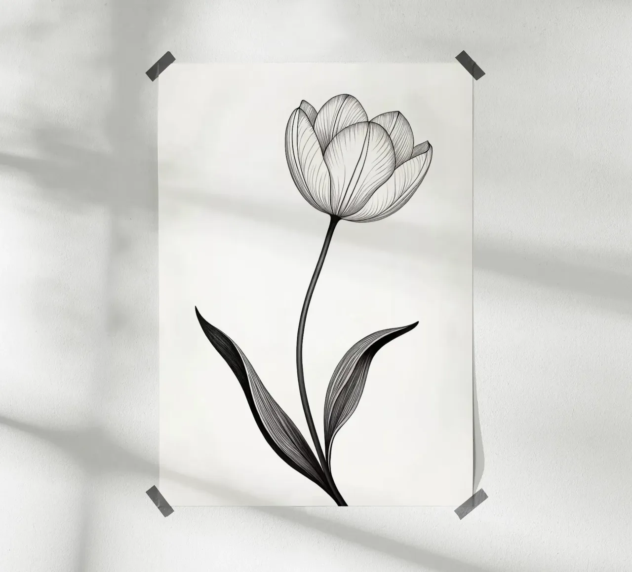 fiore di tulipano fioritura stelo foglie poster con telaio in plastica da James Isaac Jackson