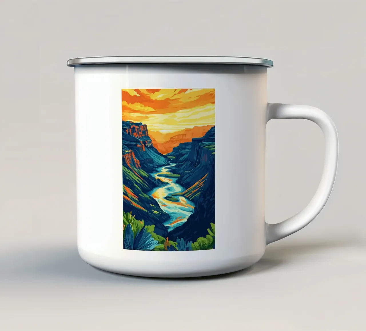 fiume montagne canyon valle tazza in smalto da James Isaac Jackson