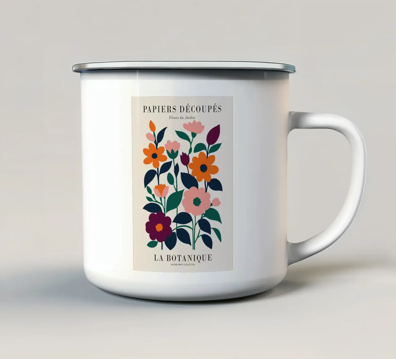 flores botánicas hojas florales taza de esmalte de RJ Peterson-Animal