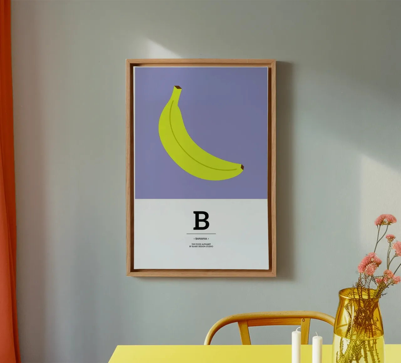 „The Food Alphabet“ - B like Banana tela con Cornice a cassetta da BLAEK Design Studio