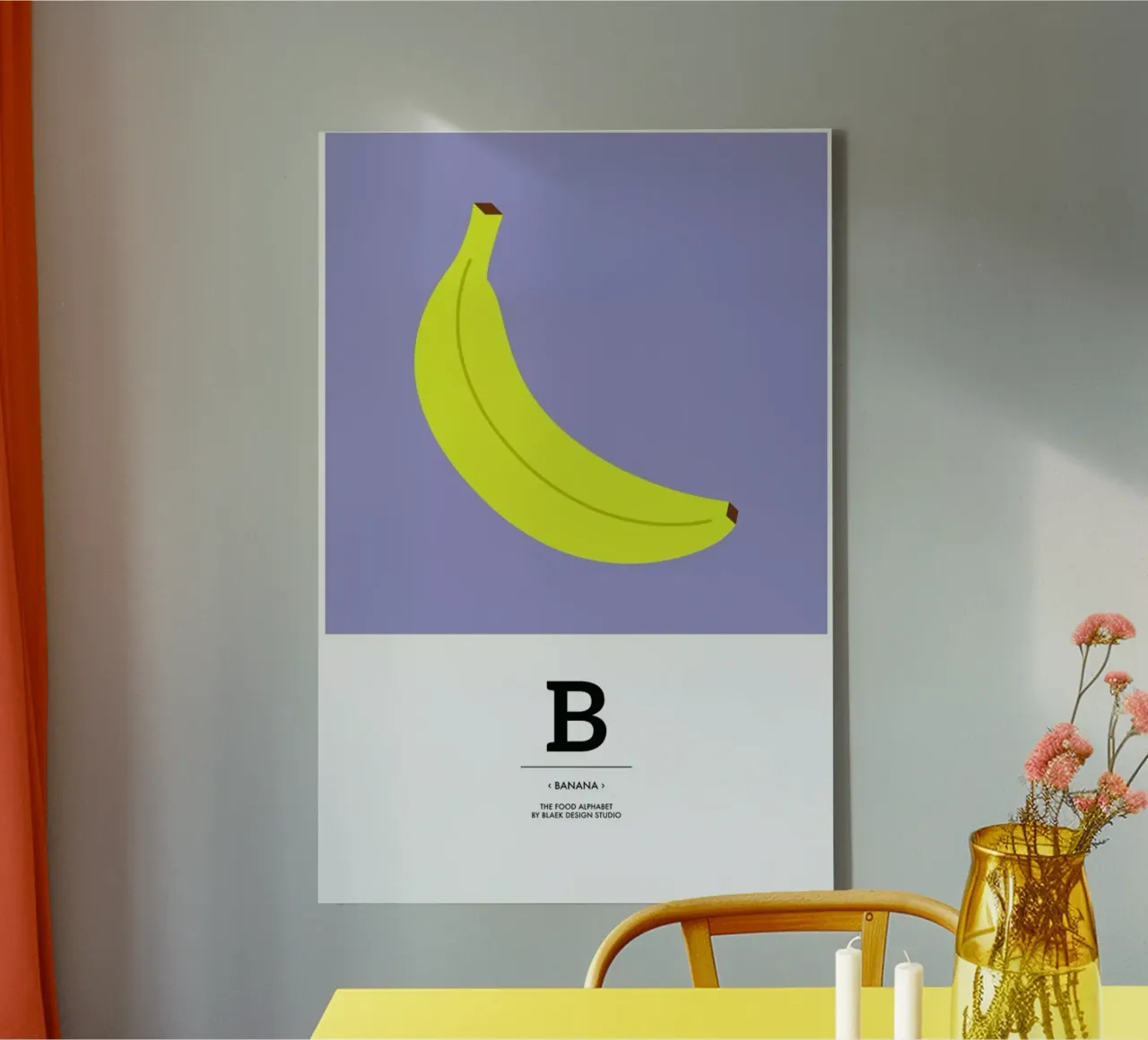 „The Food Alphabet“ - B like Banana tela con Cornice a cassetta da BLAEK Design Studio
