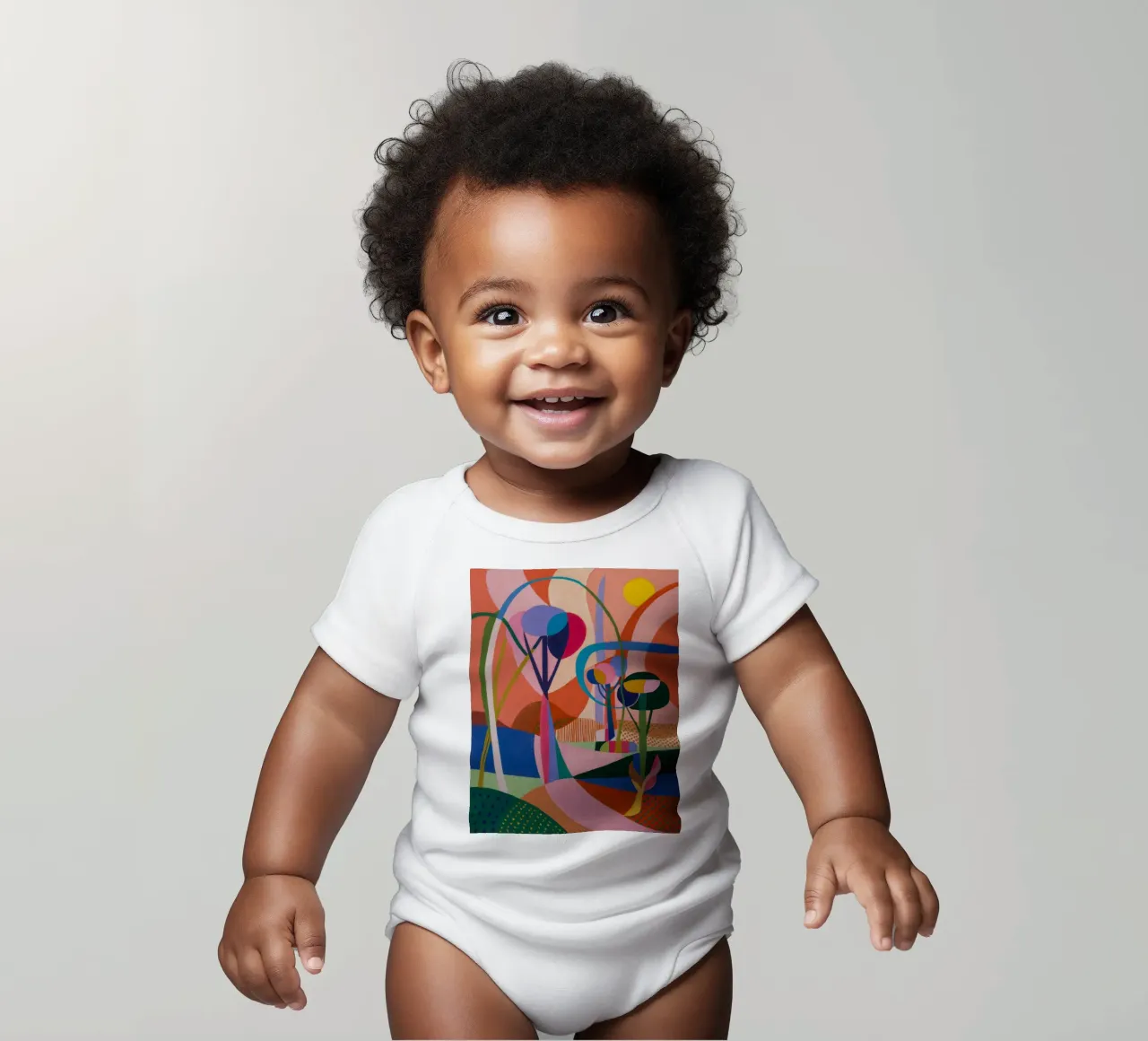 Abstract Landscape short-sleeve baby romper by Lunar Templar