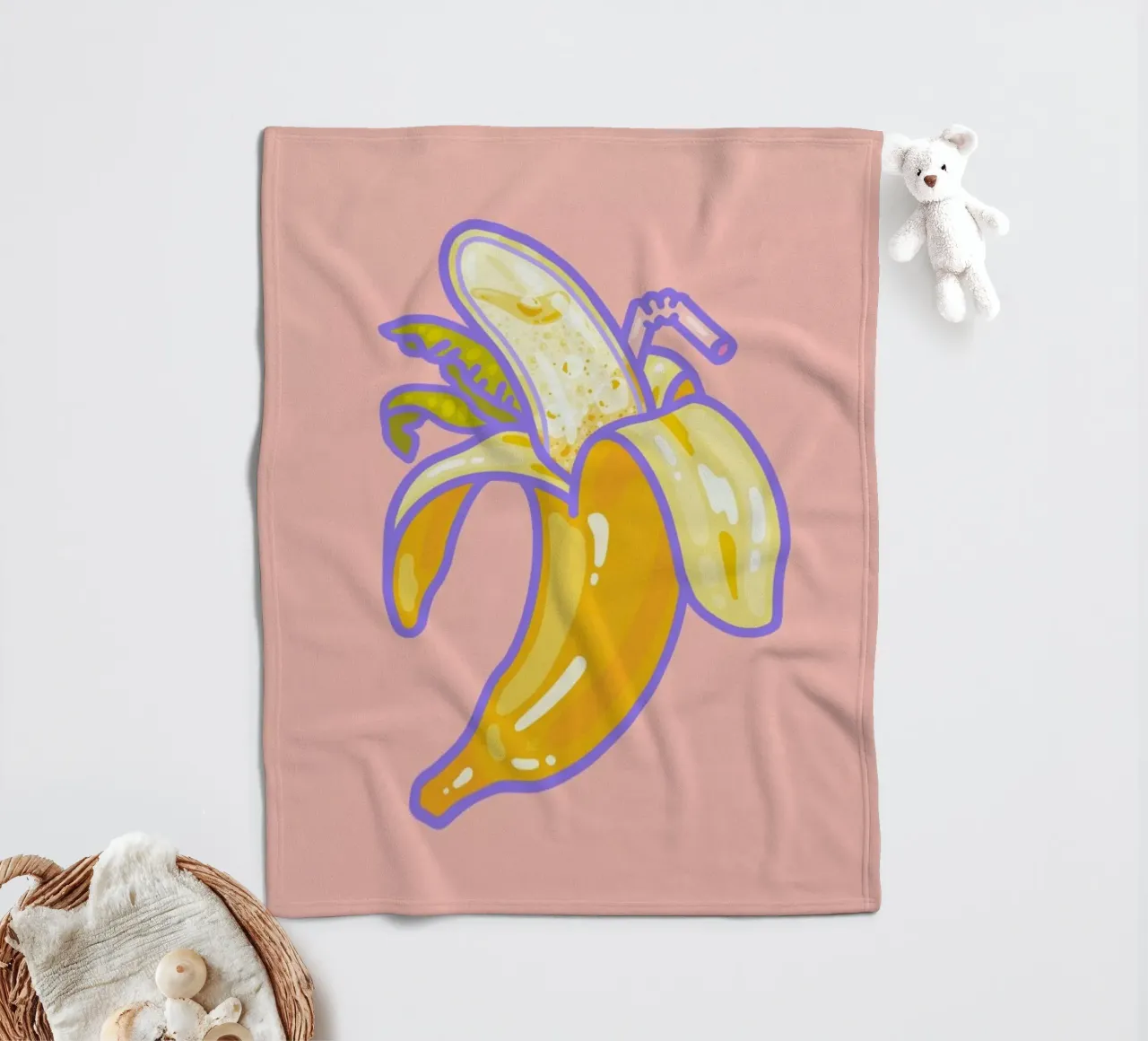 Banana Split fleece blanket by Laura O'Connor