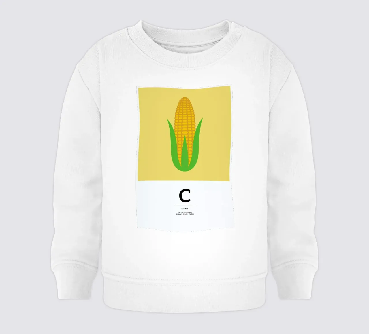 „The Food Alphabet“ - C like Corn felpa neonato da BLAEK Design Studio