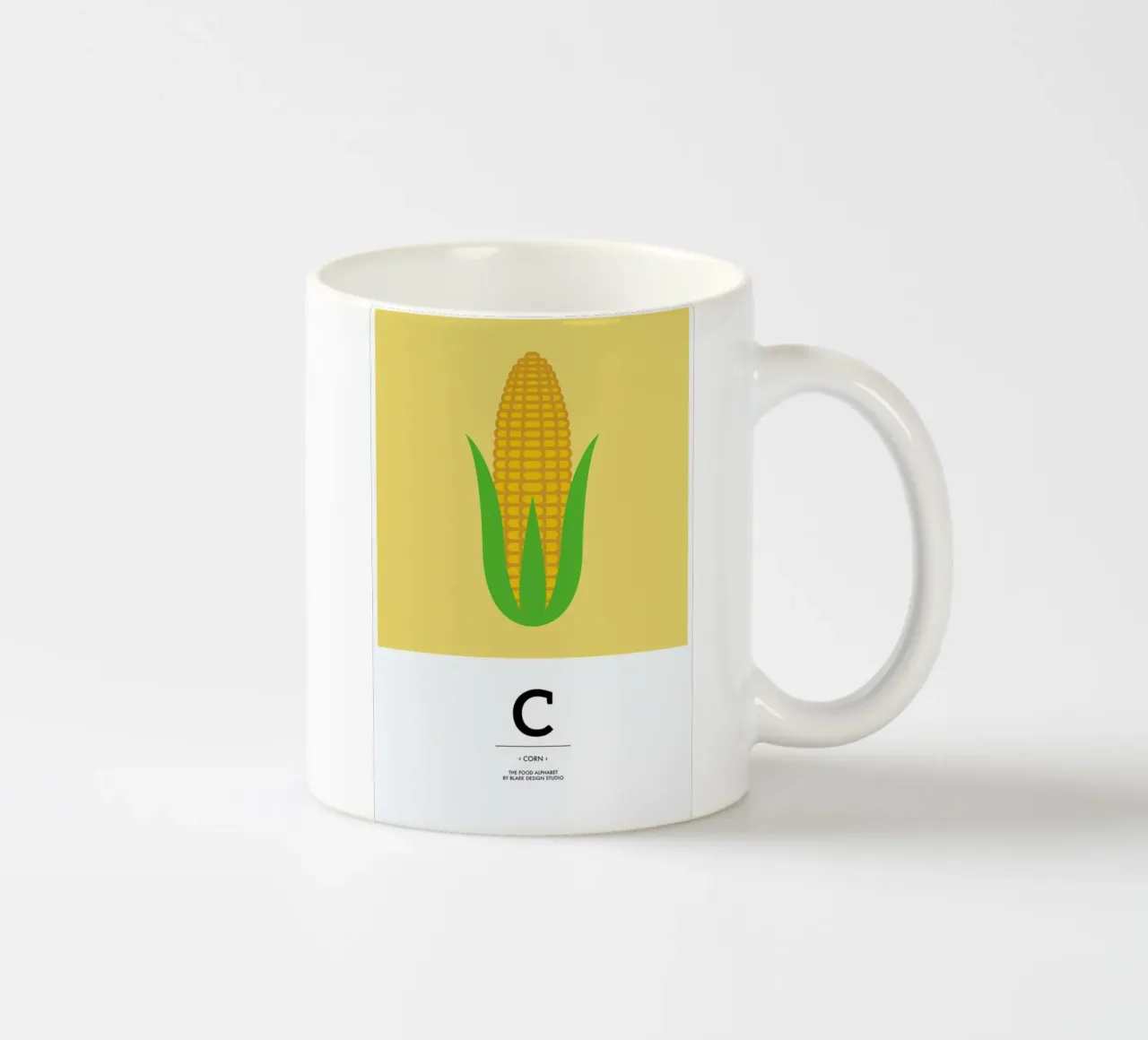 „The Food Alphabet“ - C like Corn tazza in ceramica da BLAEK Design Studio