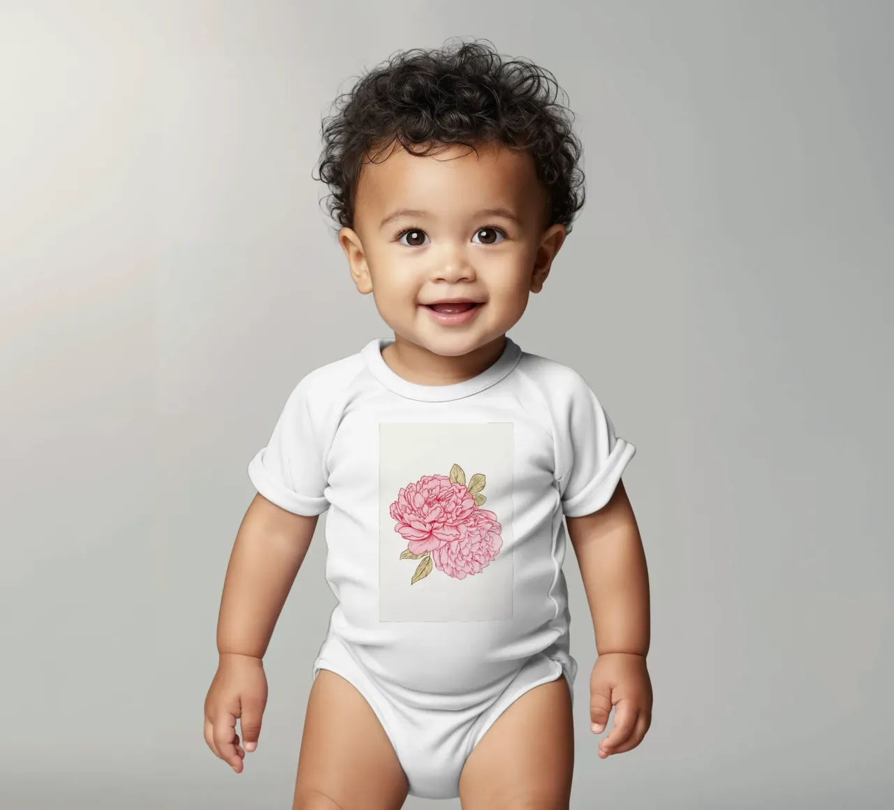 Peonies body neonato maniche corte da Laura O'Connor