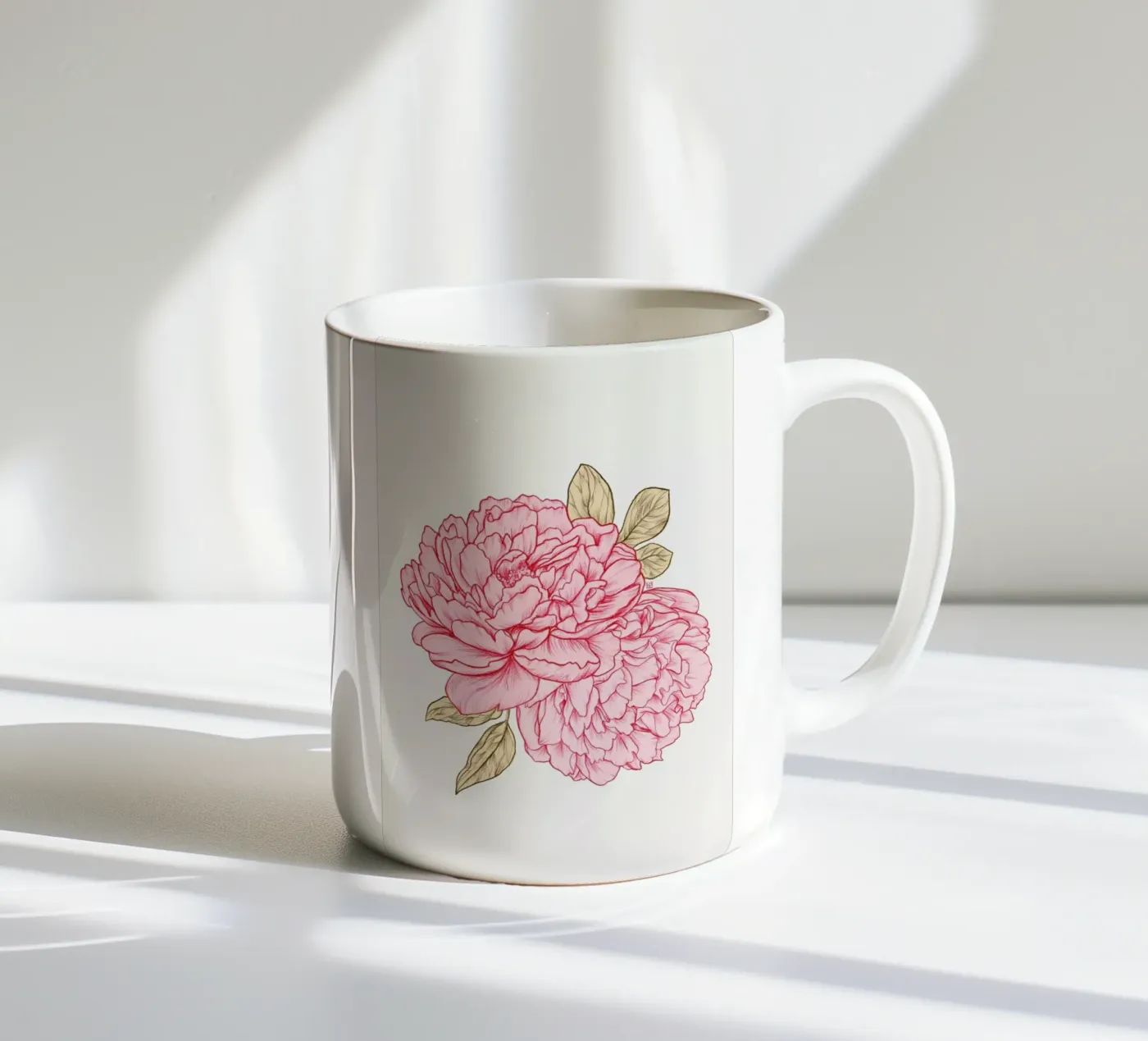Peonies ceramic mug by Laura O'Connor
