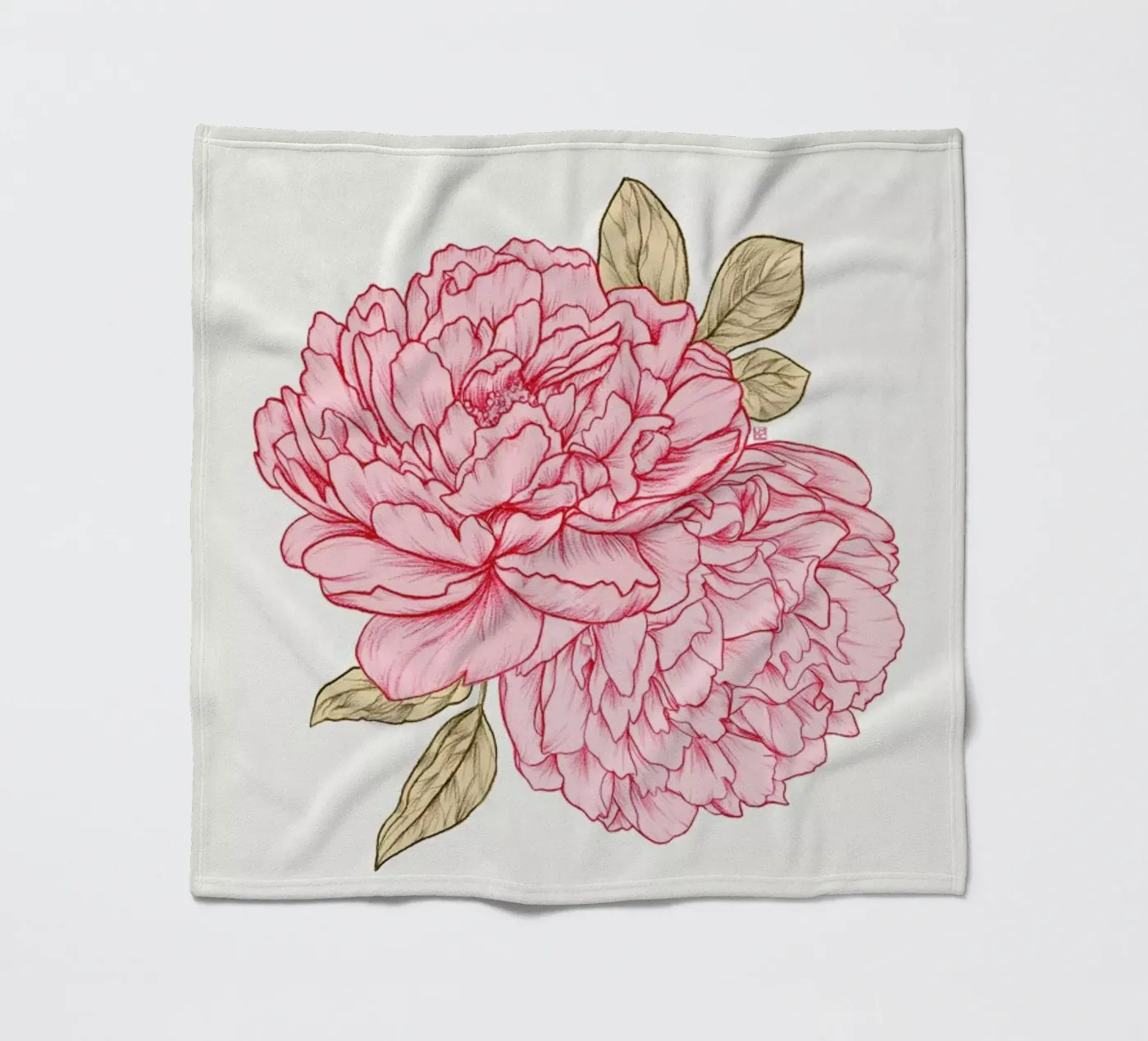 Peonies fleece blanket by Laura O'Connor