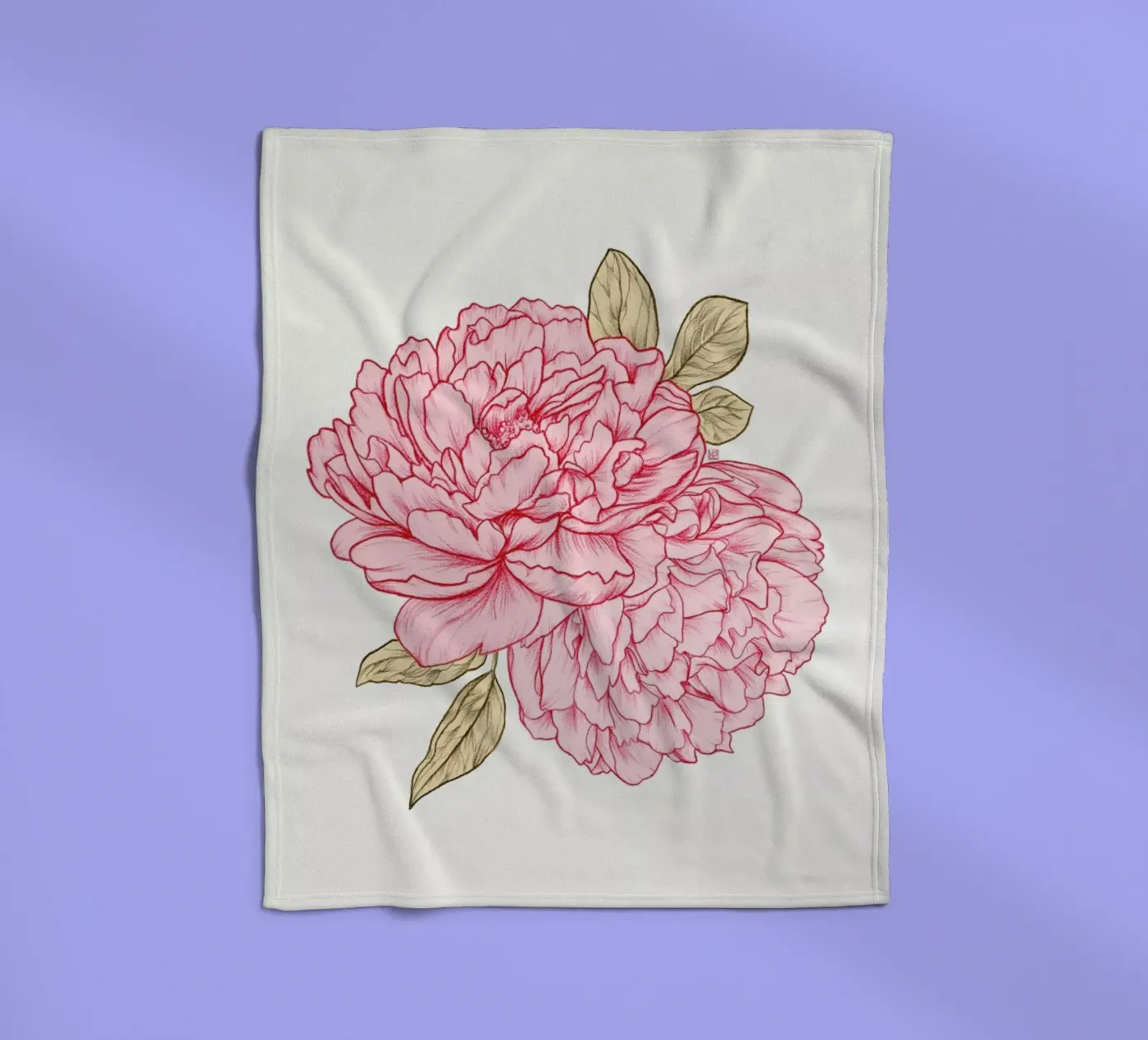Peonies fleece blanket by Laura O'Connor