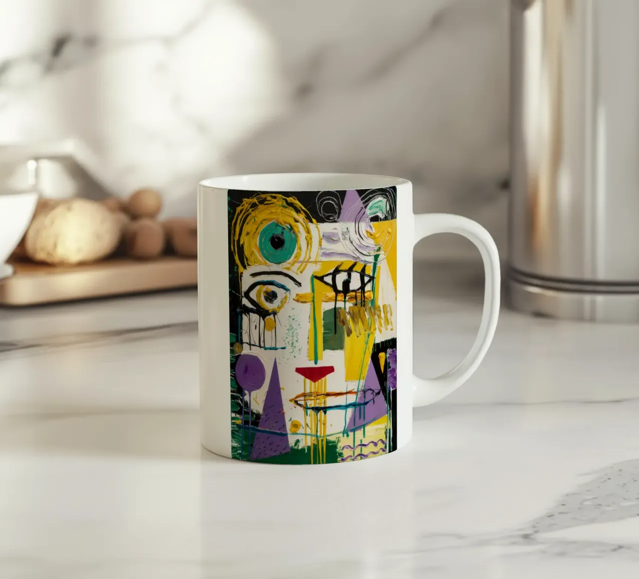 Espressione del volto cubista tazza in ceramica da Lunar Templar