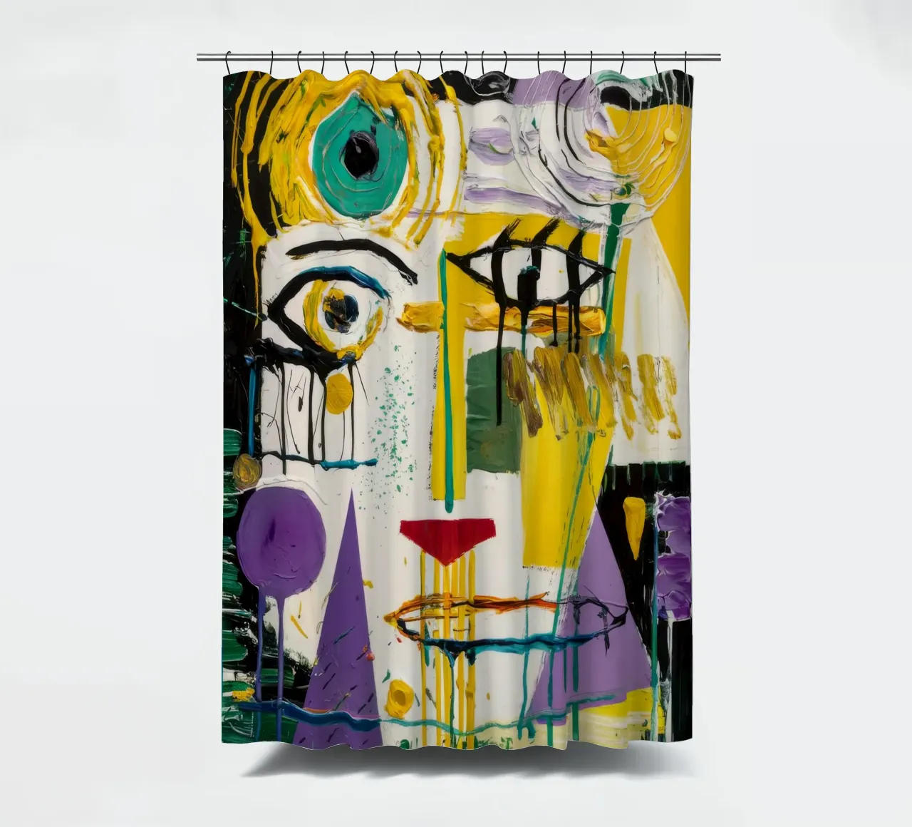 Cubist Face Expression shower curtain by Lunar Templar