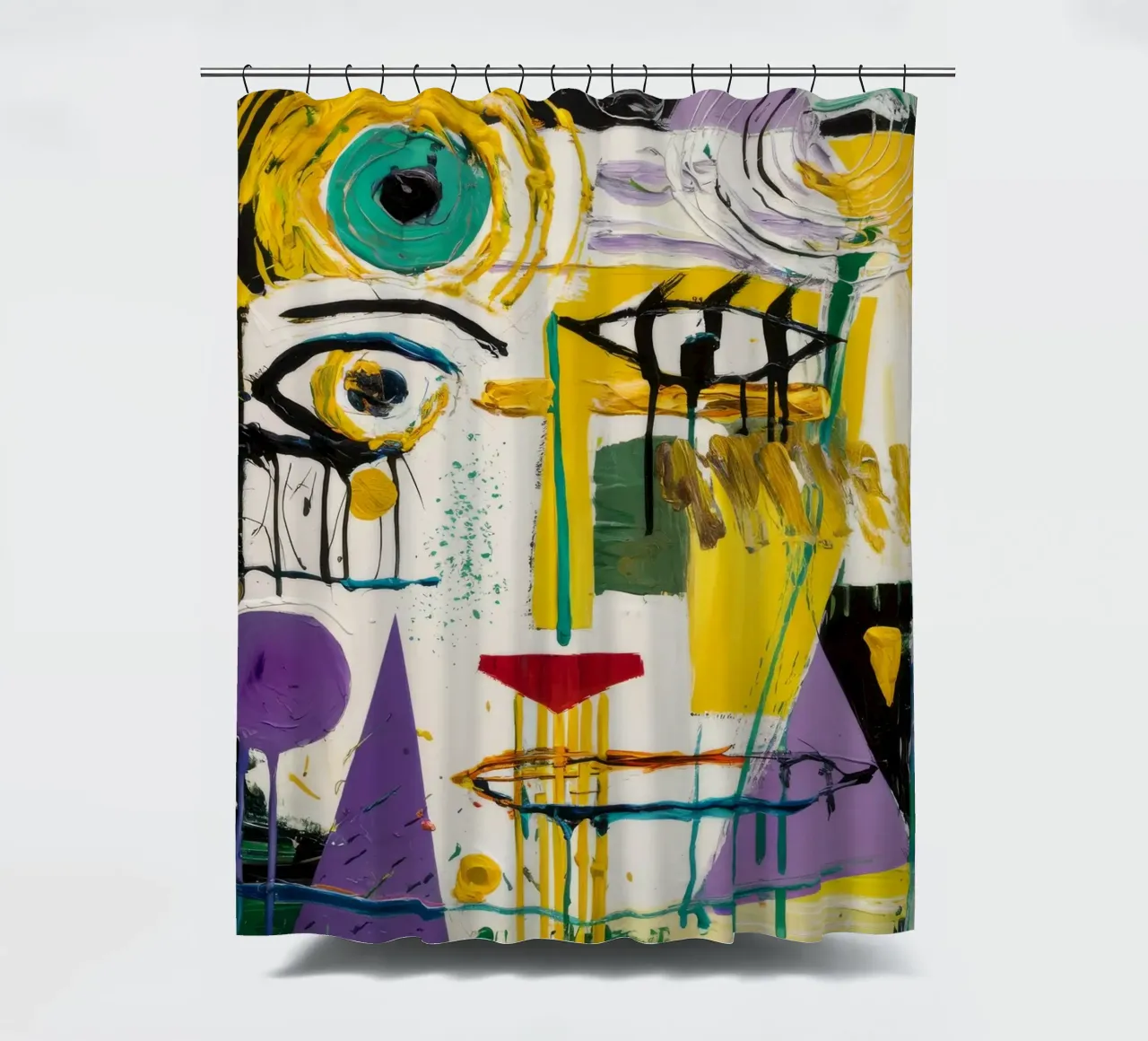 Cubist Face Expression shower curtain by Lunar Templar