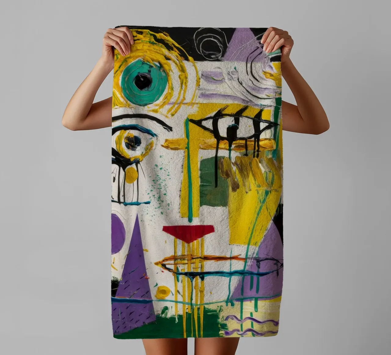 Cubist Face Expression towel by Lunar Templar
