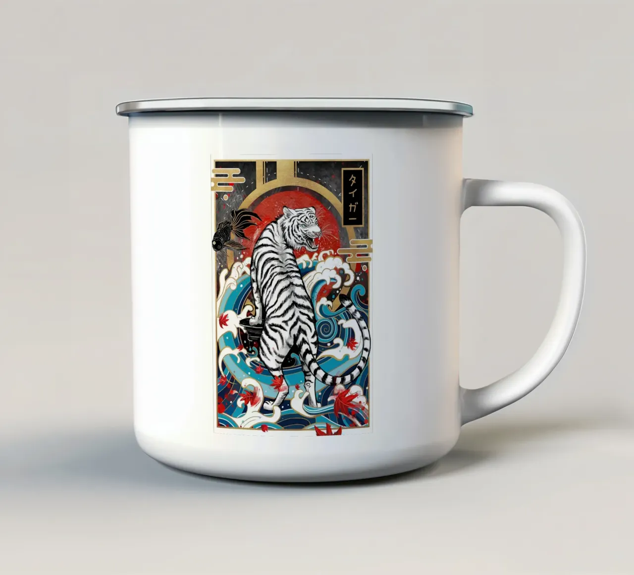 tigre taza de esmalte de Japanese Art