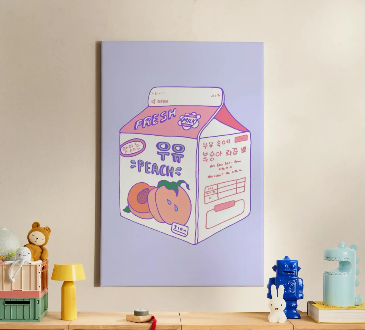 Peach Milk canvas met Baklijst van Laura O'Connor