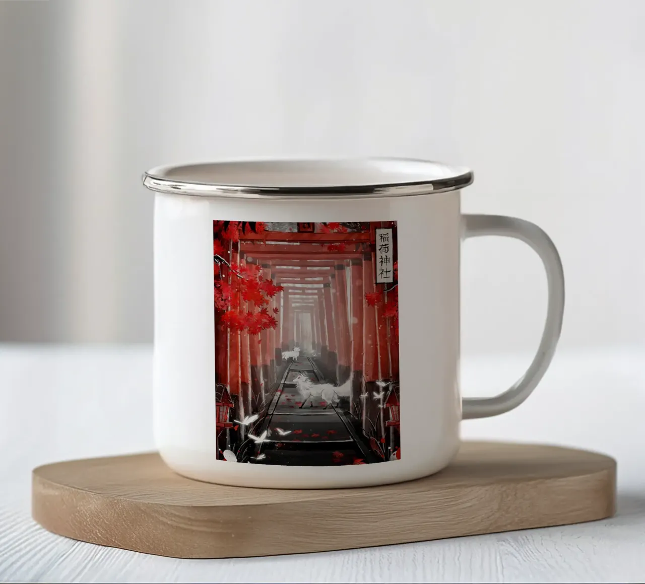 puertas torii taza de esmalte de Japanese Art