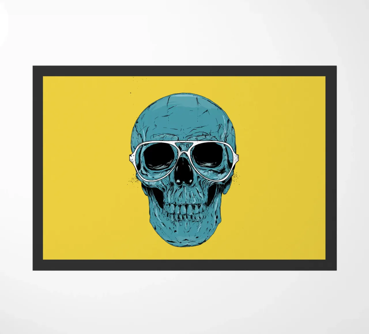 Blue skull doormat by Balazs Solti