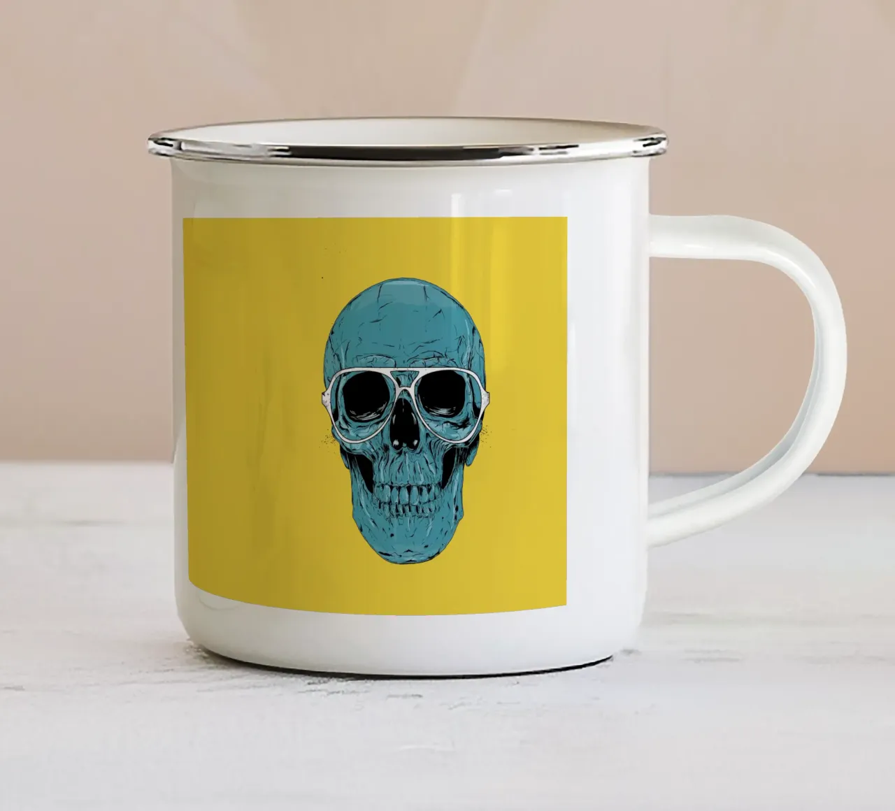 Blue skull tazza in smalto da Balazs Solti