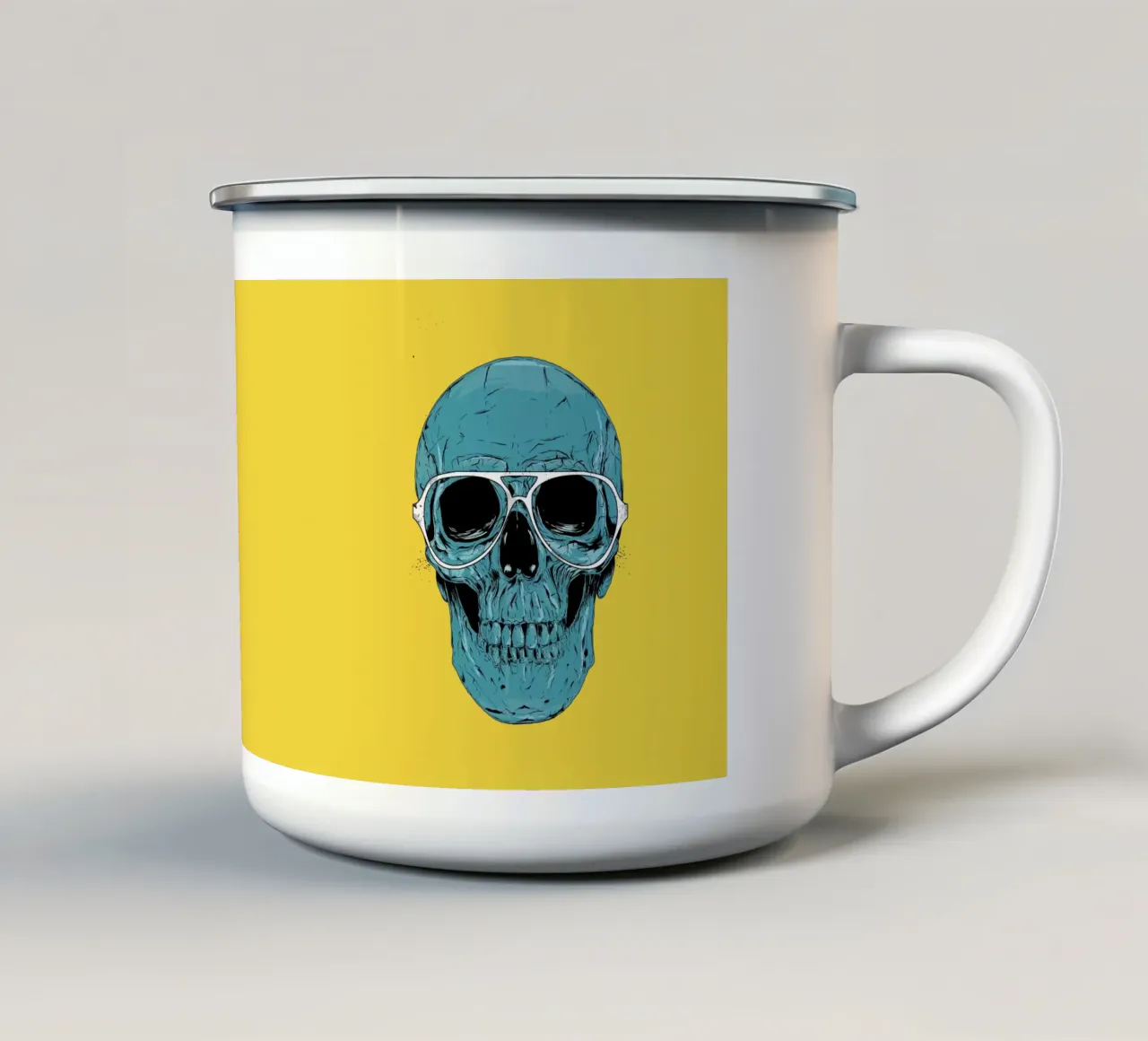 Blue skull tazza in smalto da Balazs Solti