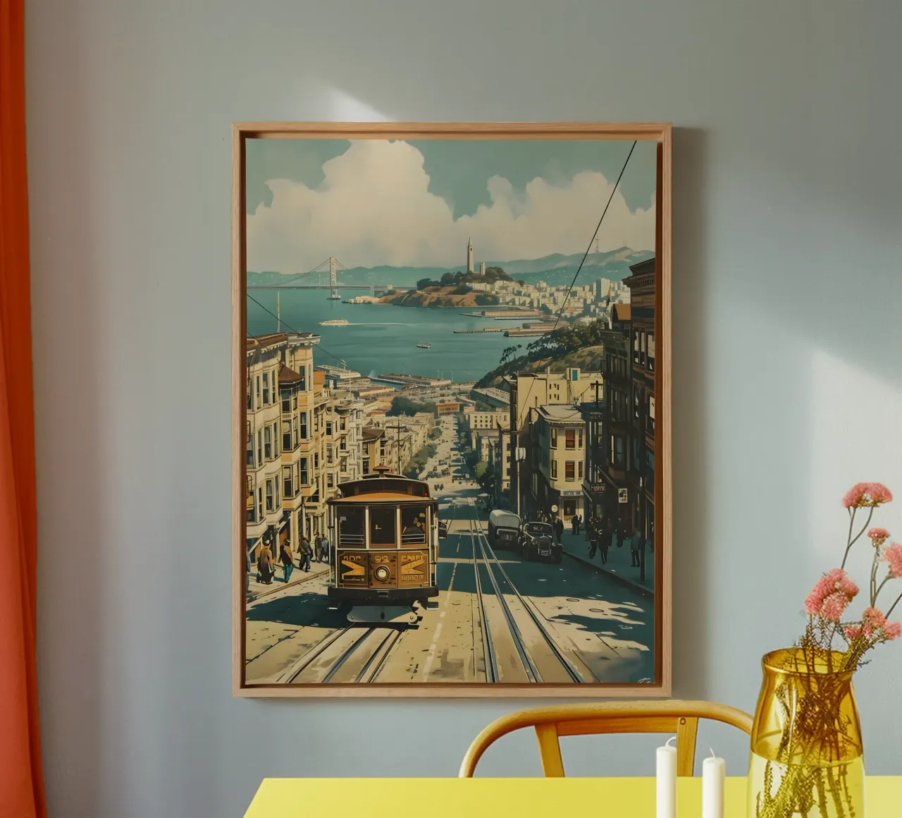 Arte vintage a San Francisco tela con Cornice a cassetta da Vintage Travel Art