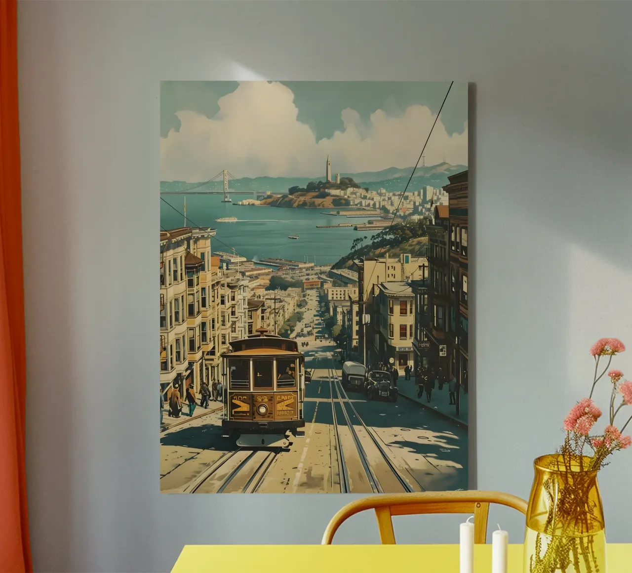 Arte vintage a San Francisco tela con Cornice a cassetta da Vintage Travel Art