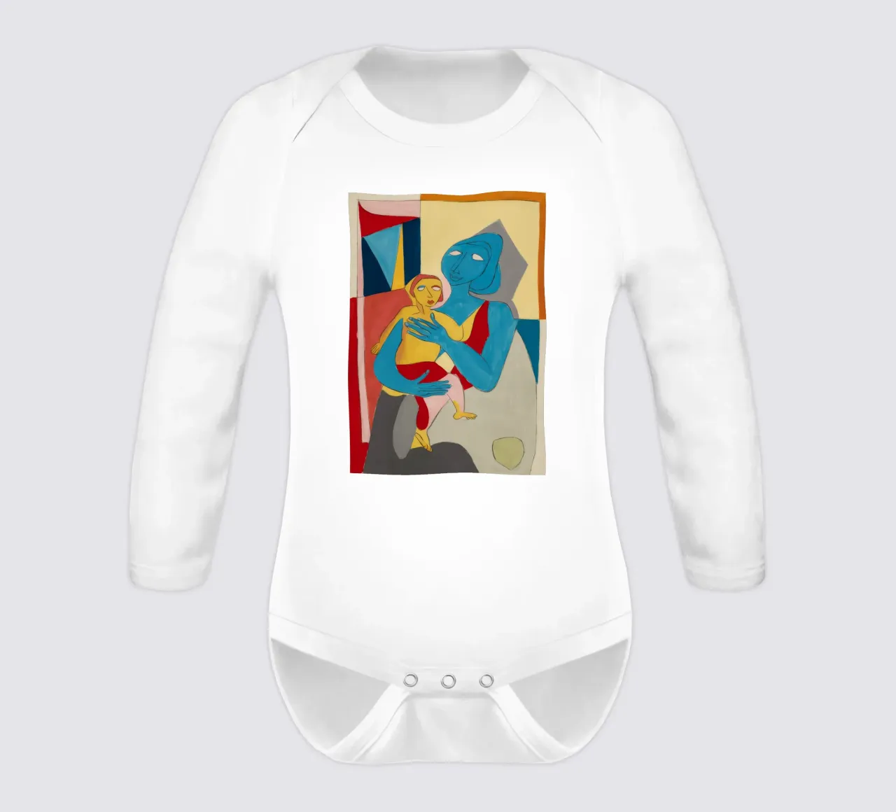 Celestial Maternal Embrace long-sleeve baby romper by Crimson Whisper