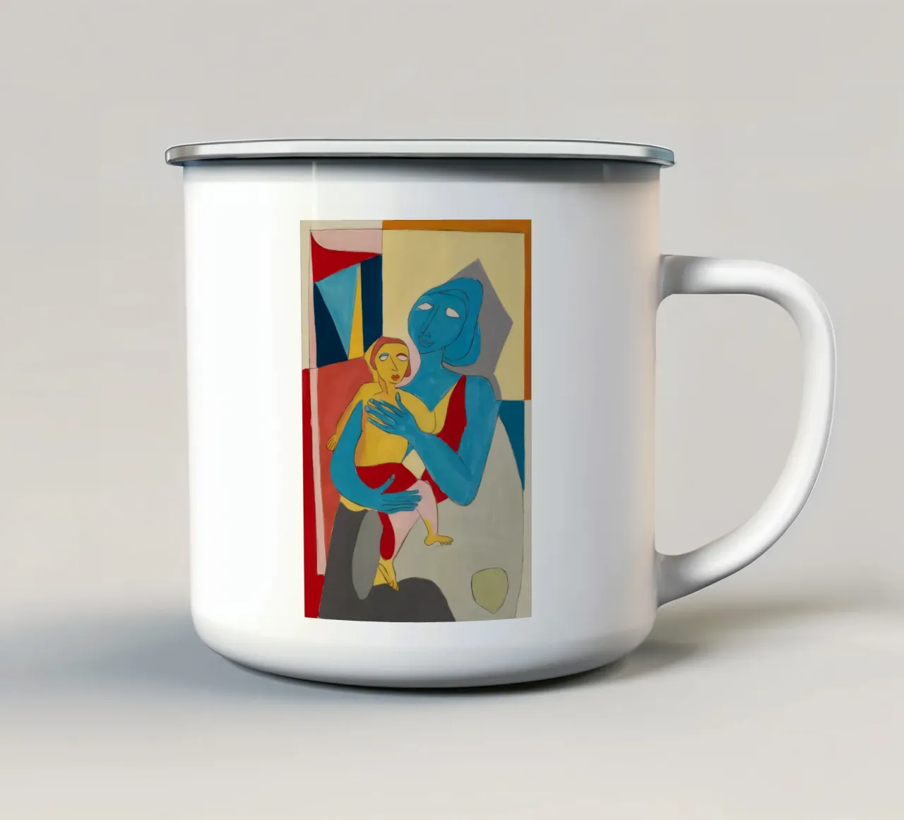 Abbraccio materno celeste tazza in smalto da Crimson Whisper
