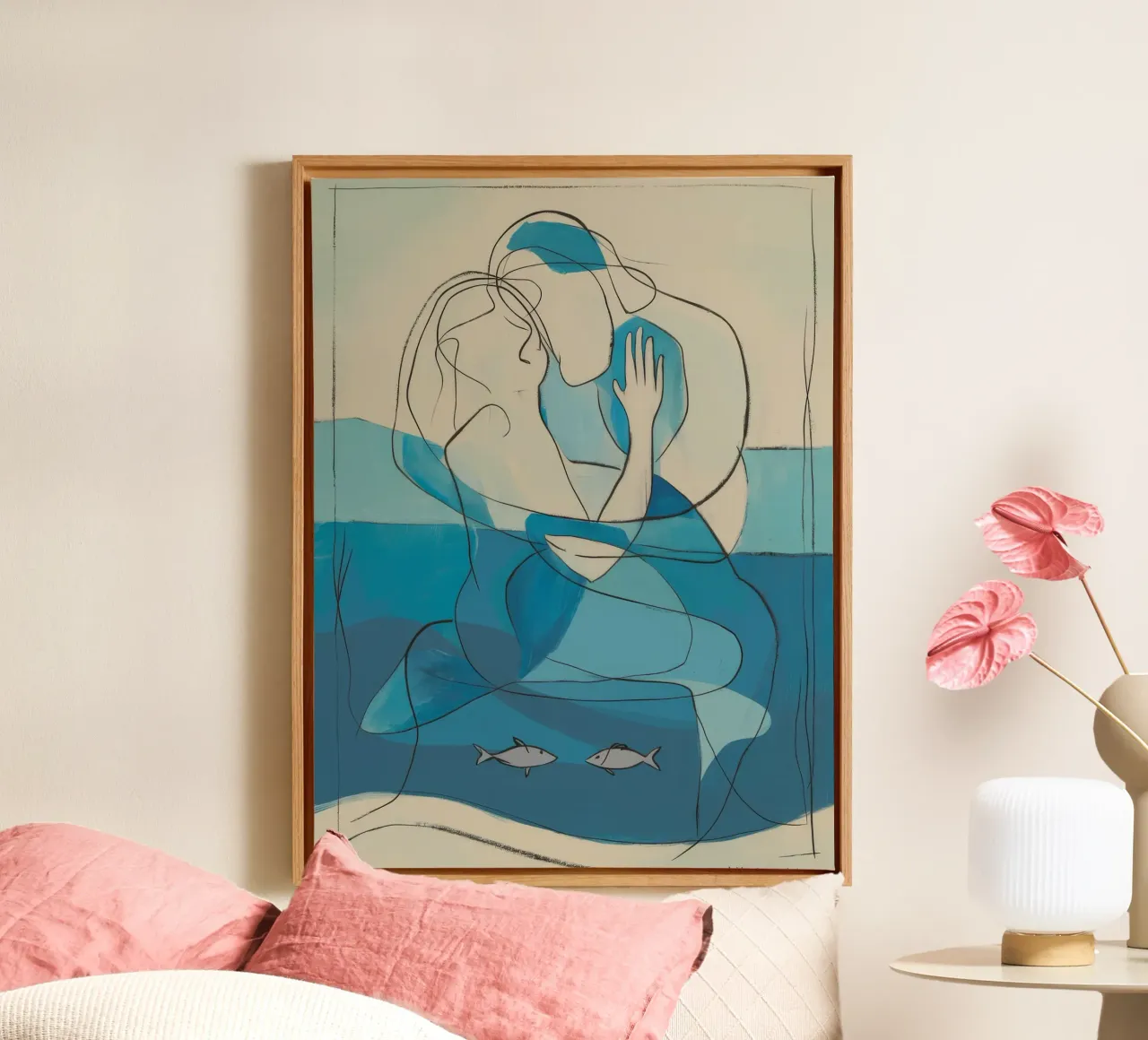 Ätherischer Ozean Meditation Leinwand mit Schattenfugenrahmen von Crimson Whisper