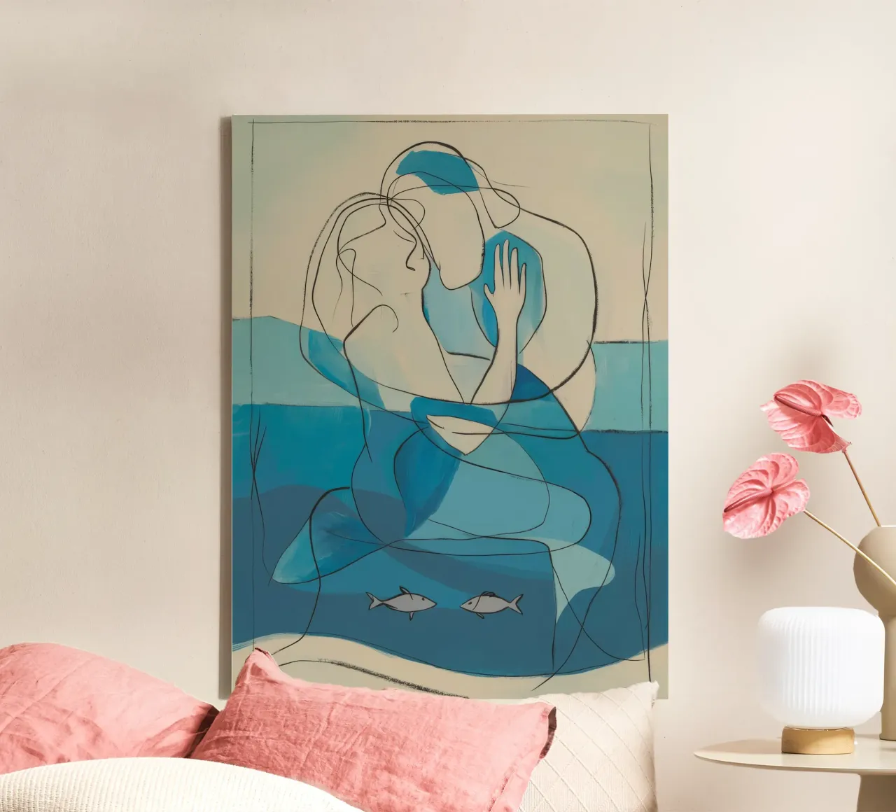 Ätherischer Ozean Meditation Leinwand mit Schattenfugenrahmen von Crimson Whisper