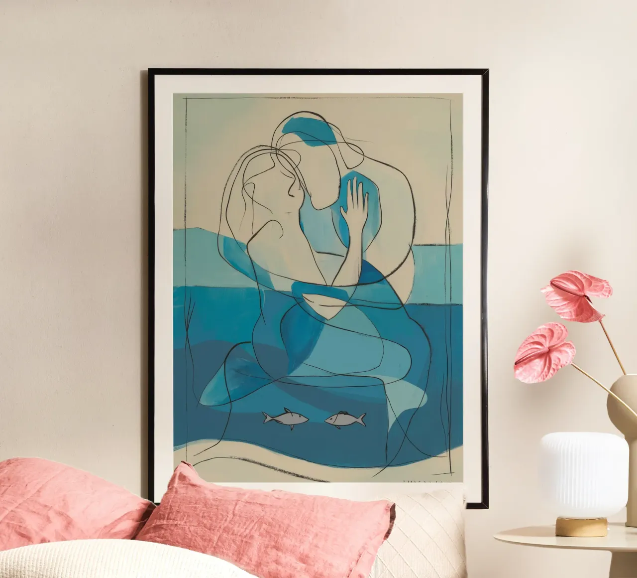 Ätherischer Ozean Meditation Poster mit Kunststoffrahmen von Crimson Whisper