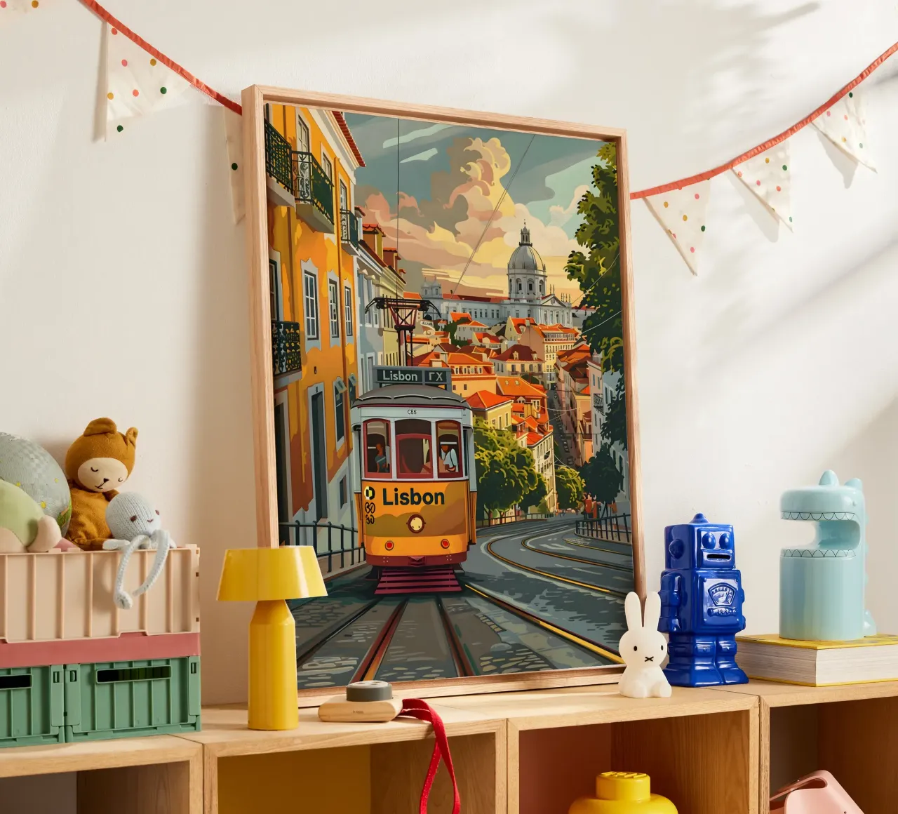 Tram di Lisbona Arte Vintage tela con Cornice a cassetta da Vintage Travel Art