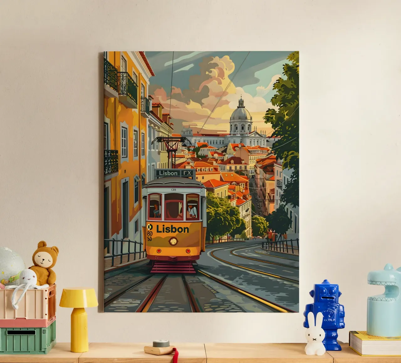 Tram di Lisbona Arte Vintage tela con Cornice a cassetta da Vintage Travel Art
