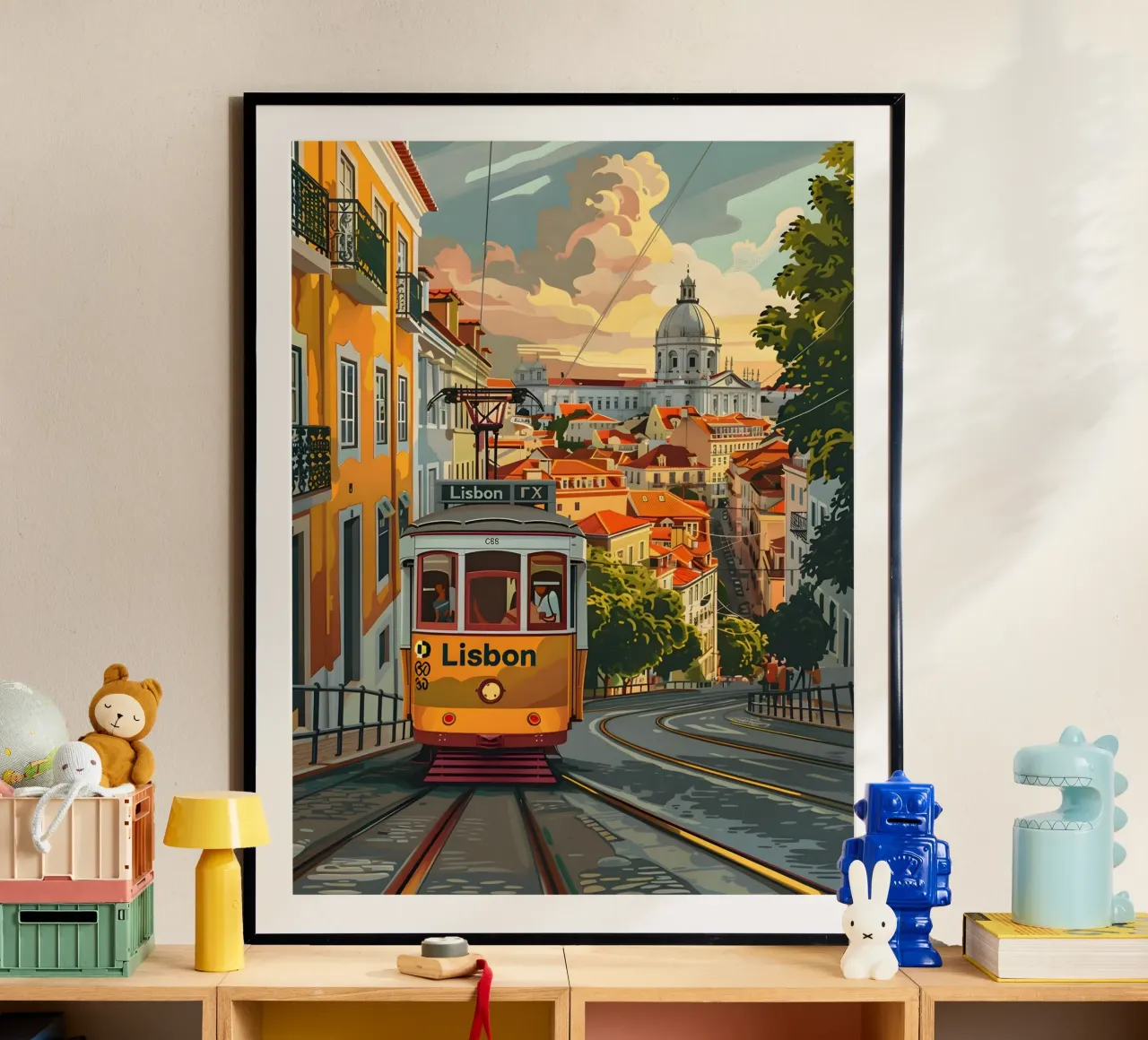 Lissabon Straßenbahn Tram Vintage Kunst Poster von Vintage Travel Art