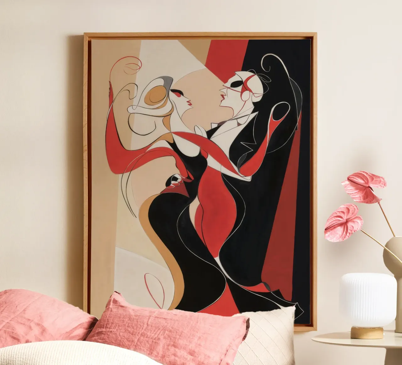 Vurige hartstochtelijke tango canvas met Baklijst van Crimson Whisper