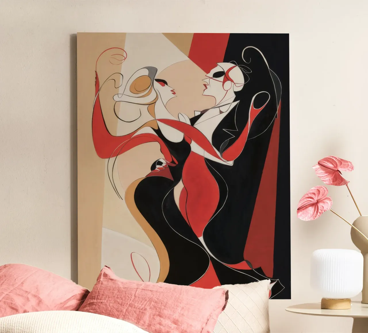 Vurige hartstochtelijke tango canvas met Baklijst van Crimson Whisper