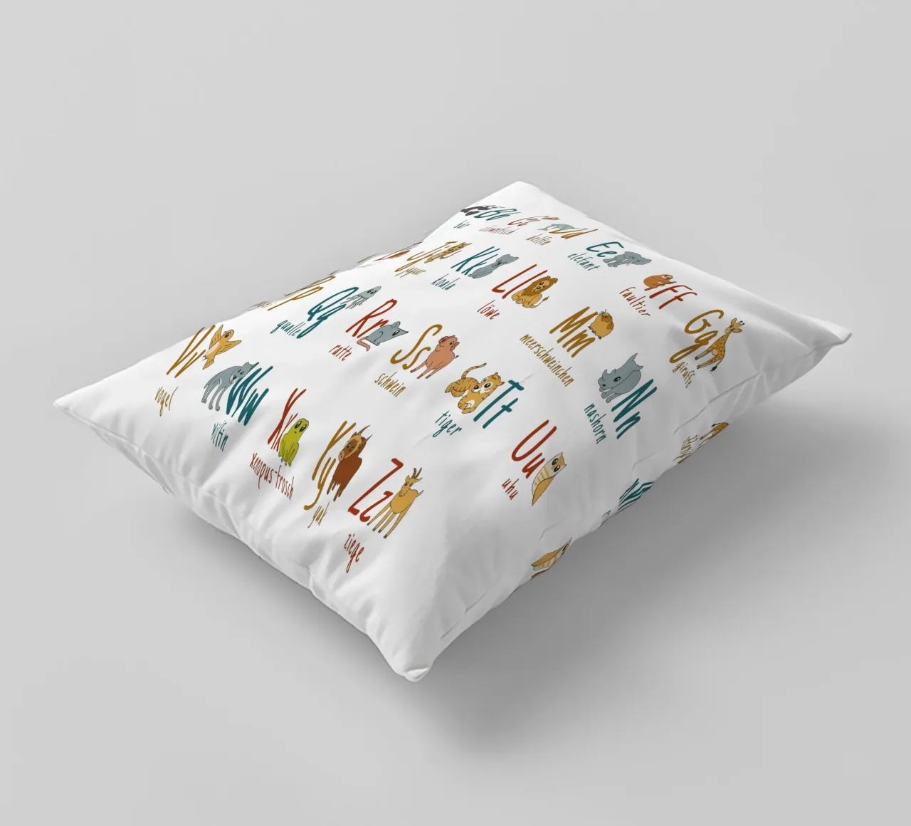 German children's alphabet decorative cushion by 🐹 BABY ART PRINTS