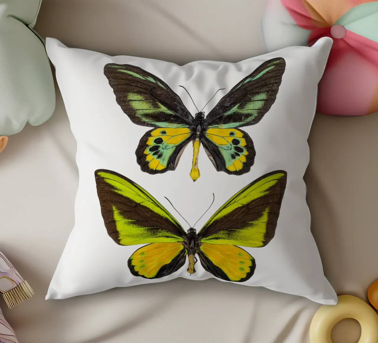 Green Butterflies decorative cushion by Curious Collections by Marielle Leenders