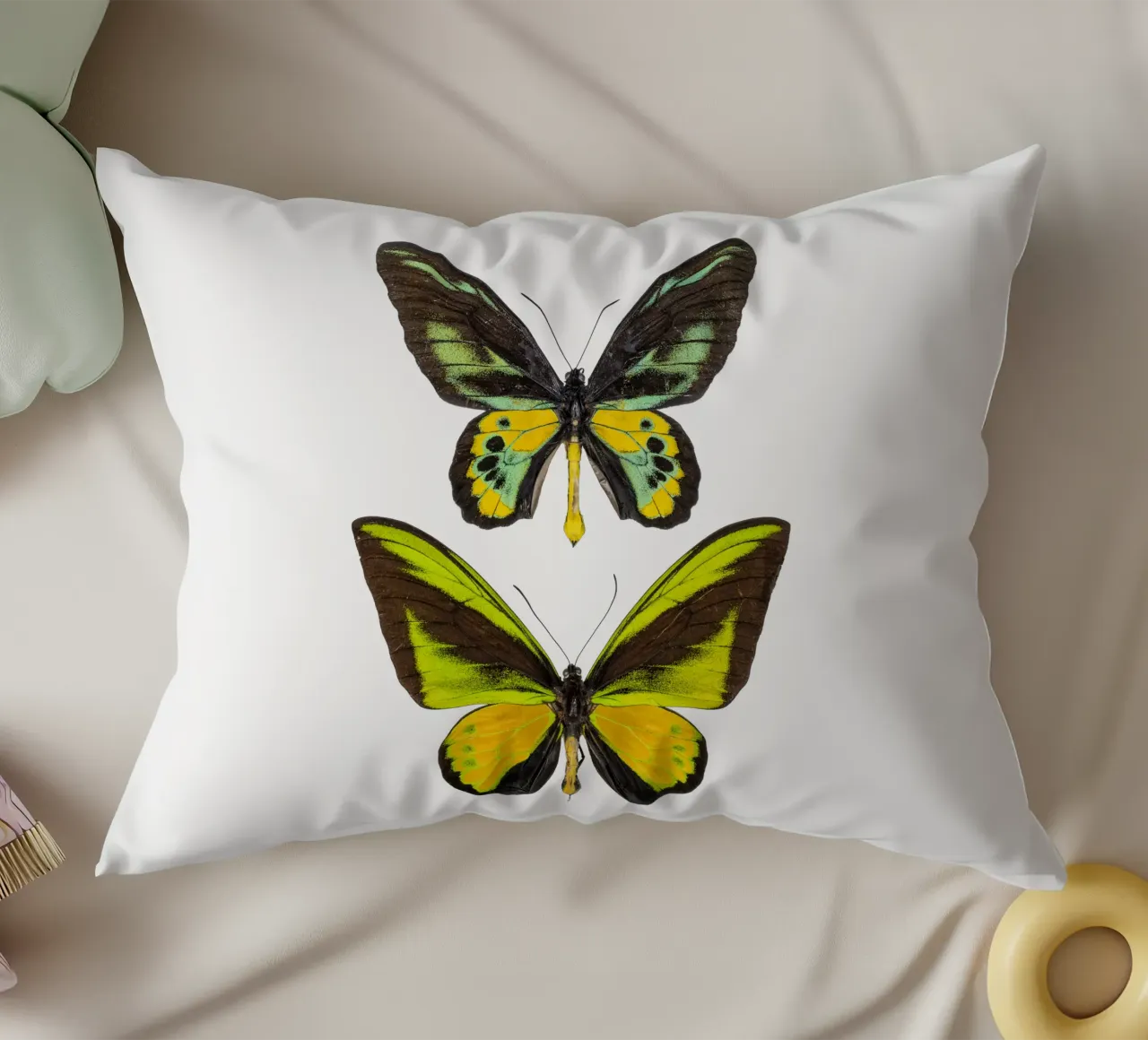 Green Butterflies decorative cushion by Curious Collections by Marielle Leenders