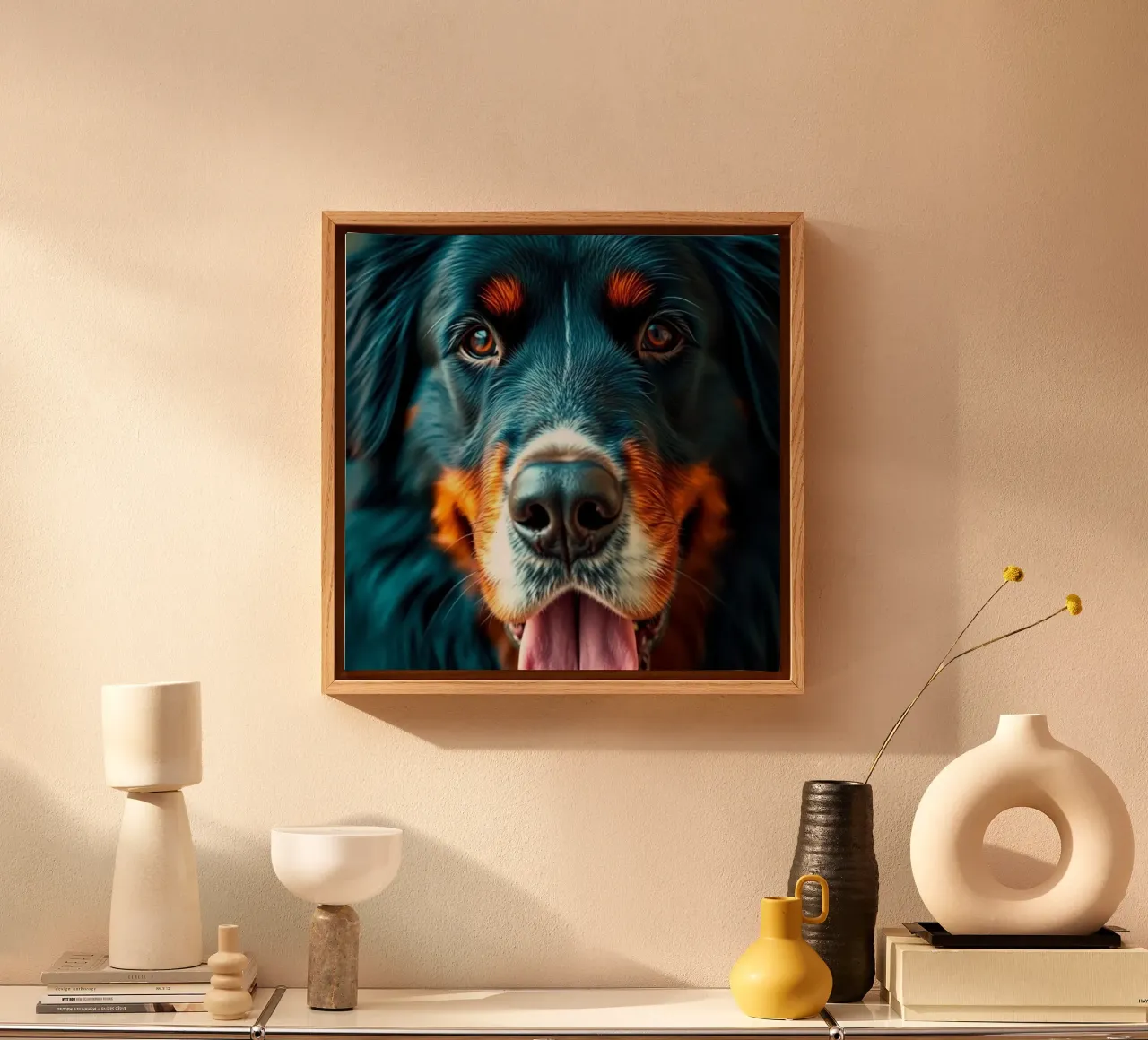 Beautiful Bernese Mountain Dog #113 canvas with Floater frame by Yumis.Beargang.and.Me