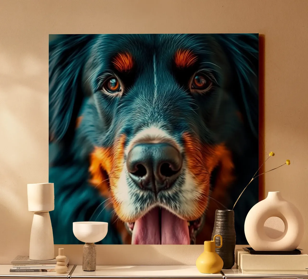 Beautiful Bernese Mountain Dog #113 canvas with Floater frame by Yumis.Beargang.and.Me
