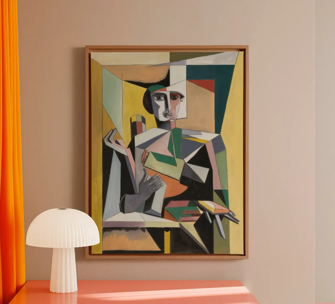 Contemplatieve gebroken identiteit canvas met Baklijst van Crimson Whisper