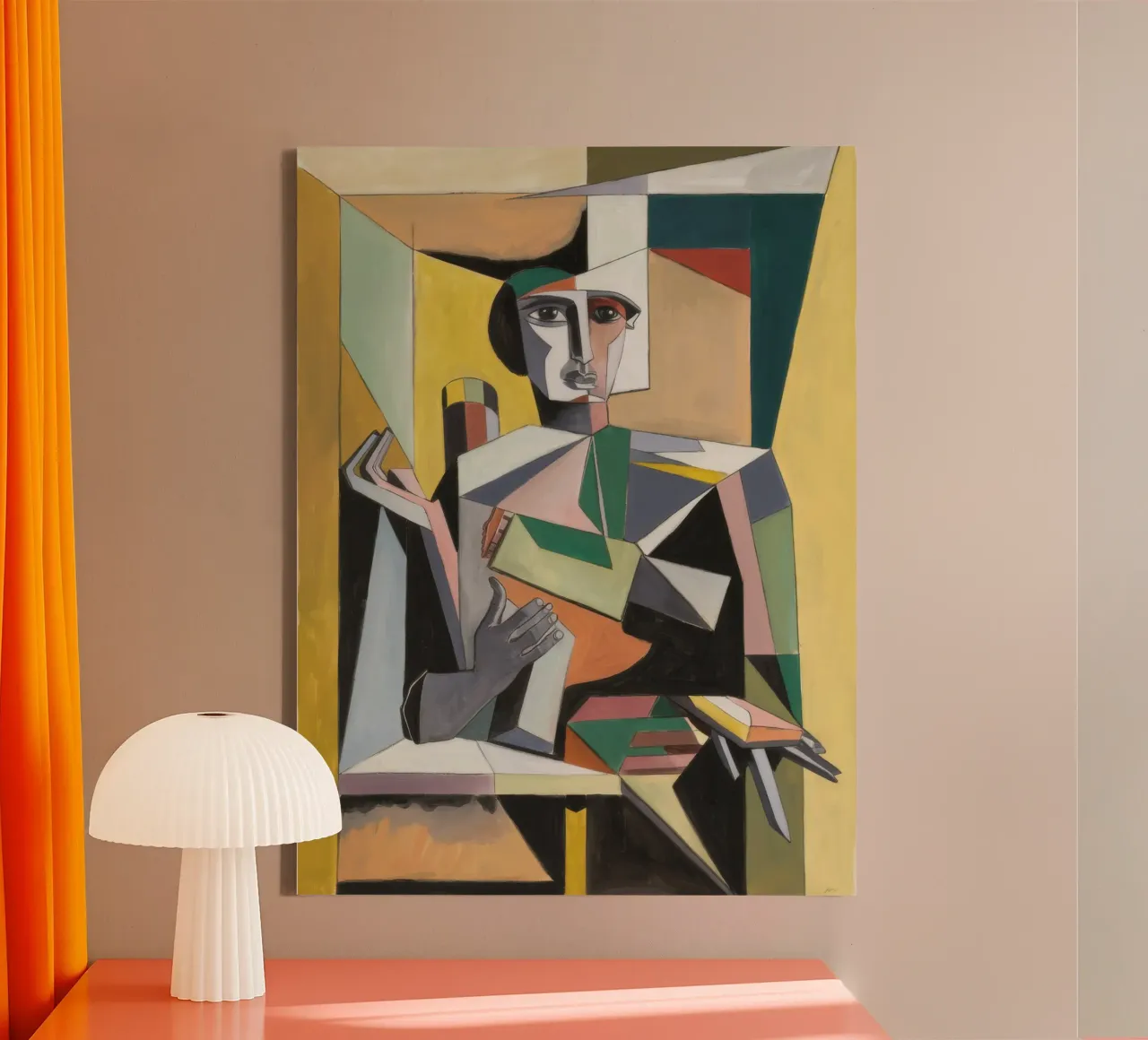 Contemplatieve gebroken identiteit canvas met Baklijst van Crimson Whisper