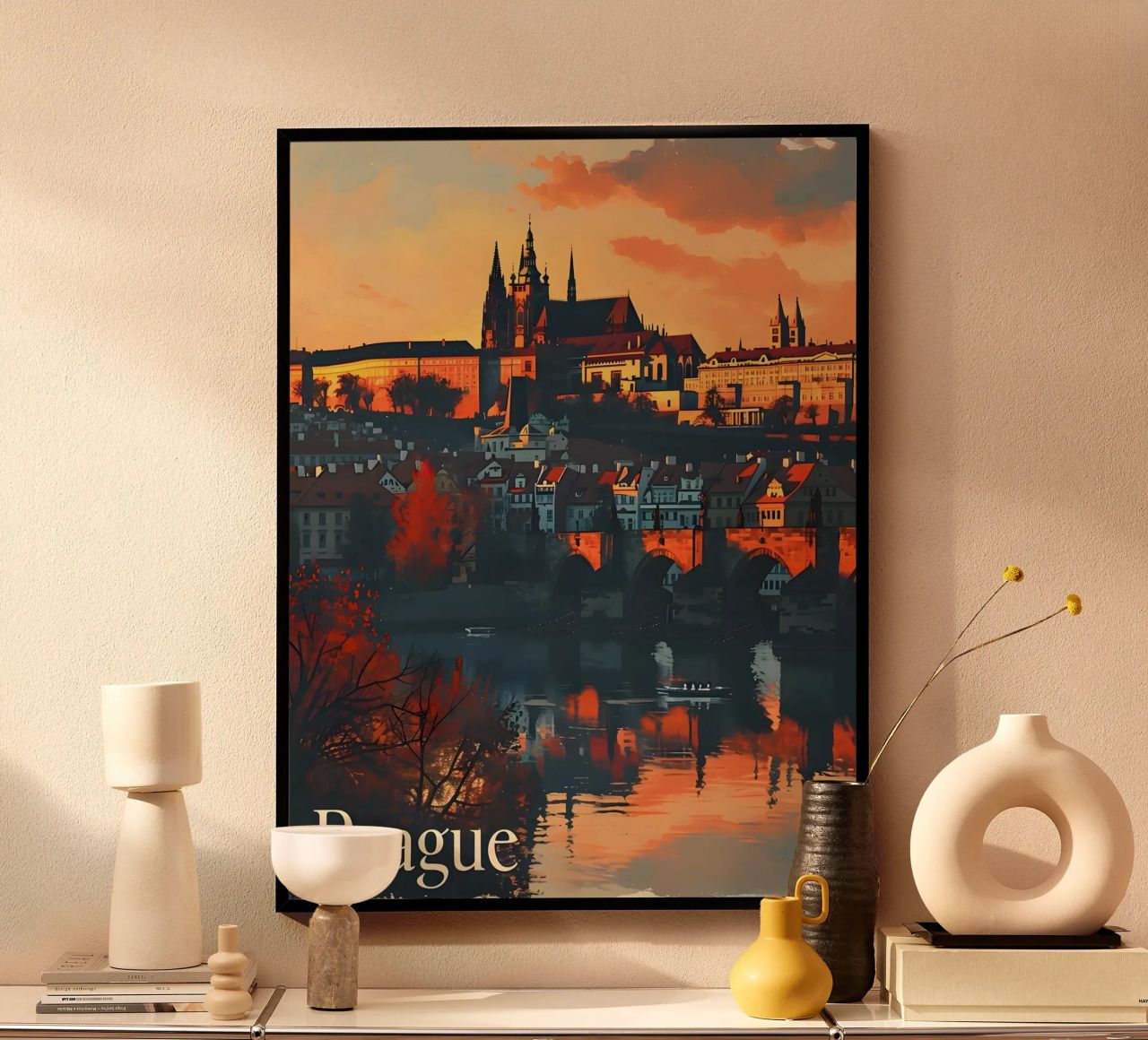 Prague Vintage Art poster by Vintage Travel Art